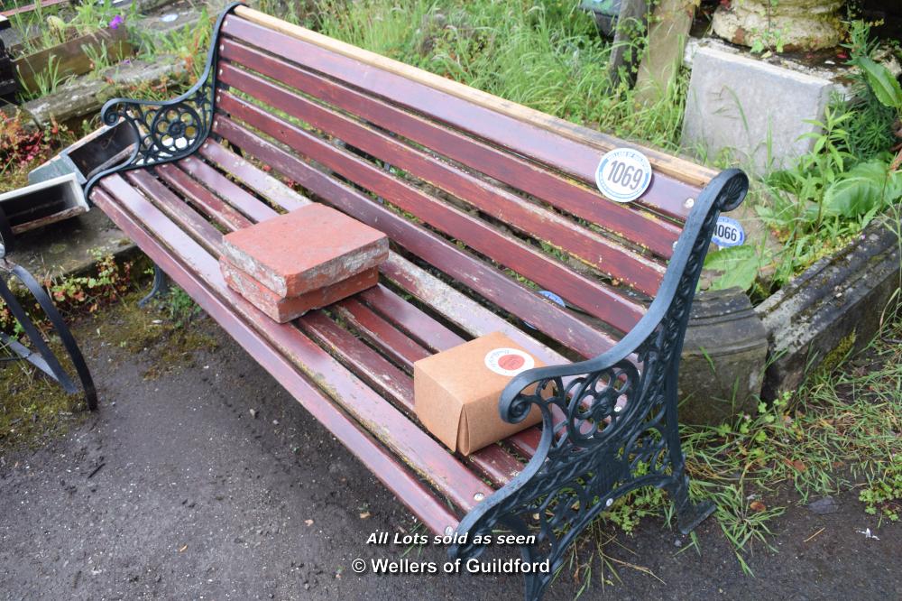 DECORATIVE GARDEN BENCH WITH METAL ENDS, 1610MM LONG