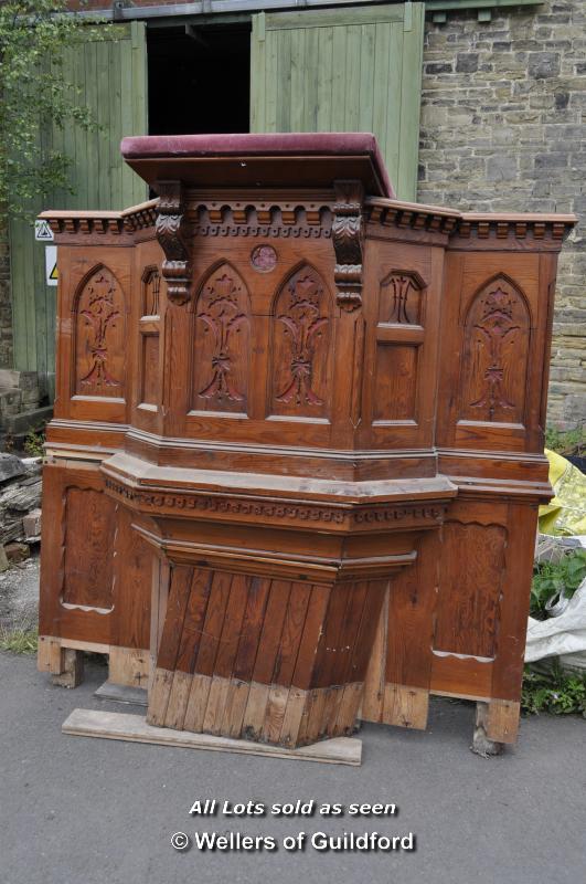 VICTORIAN PITCHED PINE CHURCH PULPIT - Image 3 of 12