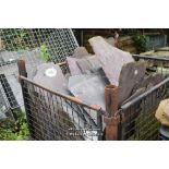 METAL STILLAGE CONTAINING SLATE SALVAGED FROM A ROOF IN PENRHYN