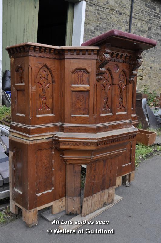 VICTORIAN PITCHED PINE CHURCH PULPIT - Image 2 of 12