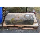 PALLET CONTAINING HALF A SANDSTONE DRAIN TOP