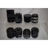 8 x mixed camera lenses, Tamron 135mm, Chinon 135mm, Tokina SD 28-70mm, Aico, Tamron 2x