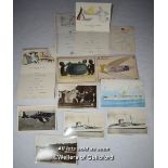 Shipping: Bibby Line children's menu 1936; three 1959 menu cards for B-I SS Nevasa; six postcards;