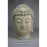 A Chinese blanc-de-Chine portrait bust of Buddha, impressed mark, 27cm