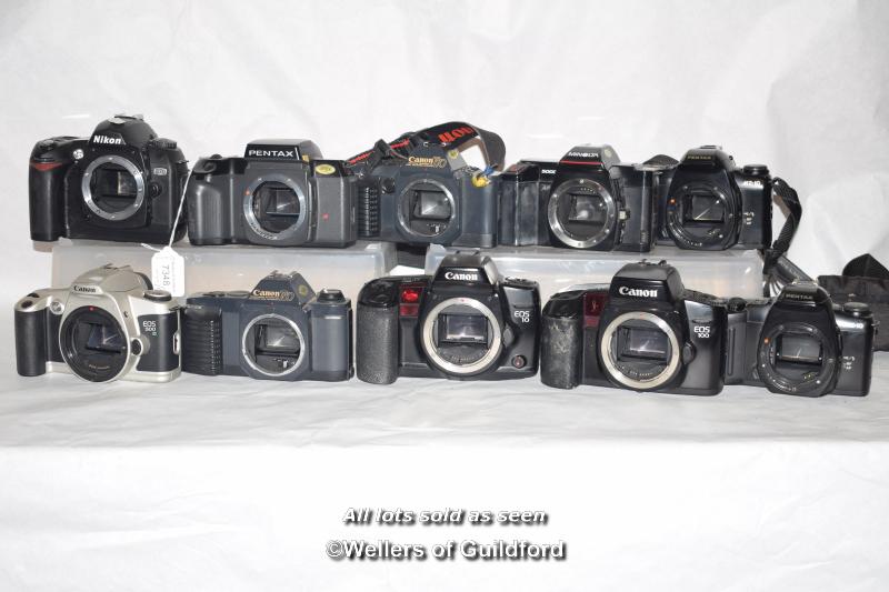 10 x camera body units, Pentax SF7, Nikon D70, Canon T70, Minolta 5000, Pentax MZ-10, Canon T50,