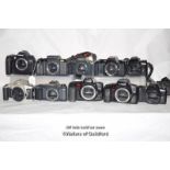 10 x camera body units, Pentax SF7, Nikon D70, Canon T70, Minolta 5000, Pentax MZ-10, Canon T50,