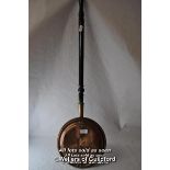 A copper bedpan with turned wood handle; a pair of 1920's oak picture frames.