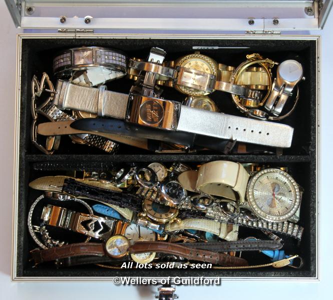 Selection of thirty ladies' wristwatches, in a box