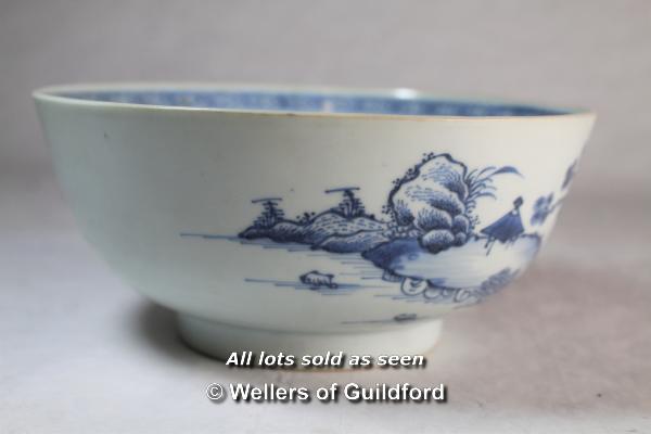 Nanking cargo, Chinese blue and white bowl decorated with a landscape, Christie's paper label, lot - Image 2 of 4