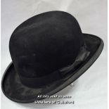 *Moore's black bowler hat with leather and silk lining