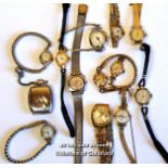 Selection of twelve ladies' vintage wristwatches, including Bulova, Rotary, Timex, together with a