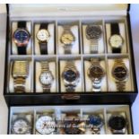 Selection of twenty gentlemen's wristwatches, including Timex and vintage Timex, in display box
