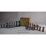 Rose metal chess set in original box.