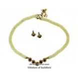 *Selection of costume jewellery, including a freshwater pearl necklace set with five clusters with