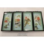 *EXTREMELY RARE 4 SET OF CHINESE MOTHER OF PEARL & SHELL 3 D PICTURES RETRO C [LQD79](LOT SUBJECT TO