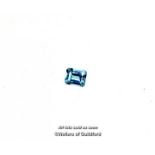 Loose blue topaz gemstone, rectangular step cut blue topaz weighing an estimated 4.15cts