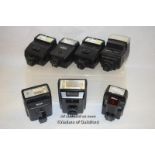 7 x mixed camera flashes, Canon Speedlight 177A (x2), Nikon Speedlight SB-23, Yashica CS-201,