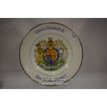 *Boxed queen elizabeth II silver jubilee 1952-1977 commerative plate from wood and sons potters