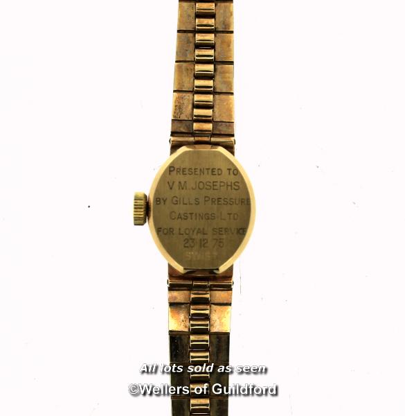 Ladies' Rotary 9ct gold wristwatch, small silvered dial with baton hour markers, presentation - Image 2 of 2