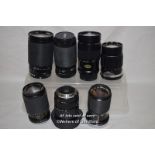 7 x mixed camera lenses, Lokina 28-70mm, Soligor 135mm, Super-Paragon 200mm, Tamron SP 35-210mm,
