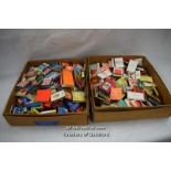 Two boxes of collectable matches, mainly airline and holiday destination related