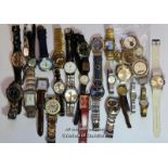 Selection of twenty-four mixed wristwatches, including Accurist, Seiko, and eight watch faces,