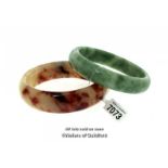 Jade fixed bangle and a quartz fixed bangle