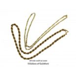 9ct yellow and white gold rope and box chain necklace, length 42cm, together with a 9ct yellow