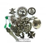 Selection of mostly silver jewellery, including oval locket and chain, gross weight 164 grams
