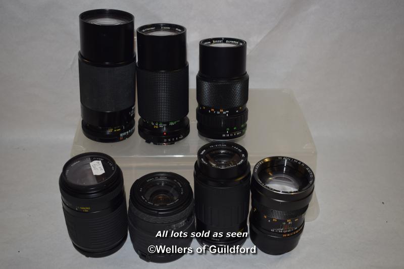 7 x mixed camera lenses, Tamron 80-210mm, Hanimar 135mm, Cosina 70-210mm, Sigma UC zoom 70-210mm,