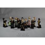 Twelve Royal Doulton Dickens character figures, each approx 10cm tall.