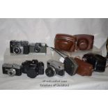 5 x vintage cameras including Agfa, Nikon EM, Radix Belora, Werra mat VXM and Olympus - PEN, all