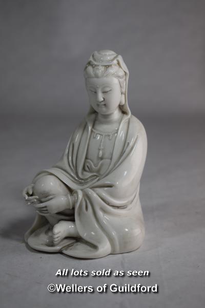 A Chinese blanc de chine figure of a seated goddess, 12cm