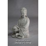 A Chinese blanc de chine figure of a seated goddess, 12cm