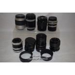 8 x mixed camera lenses, Canon 135mm, Vivitar 35-70mm, Vivitar, Pentacon 2.8/135, Canon FD 35-