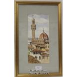 Watercolour of Florence, signed indistinctly, 30 x 13cm