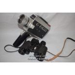 Vintage Elmo 104 Super 8 camera and Lieberman & Gortz 8 x 28 binoculars
