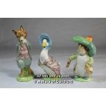 Three Beswick Beatrix Potter figures, Benjamin Bunny, Foxy Whiskered Gentleman and Jemima Puddle