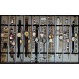 Selection of twenty ladies' wristwatches, in display tray