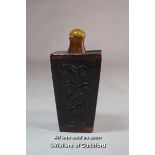 A Chinese horn snuff bottle of tapering square form.
