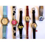 Cinderella vintage Disney Timex wristwatch, together with five other Disney wristwatches,