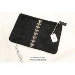 *MARA & MINE SOPHIE SPINE BLACK SUEDE SNAKESKIN CLUTCH BAG SKELETON VERTEBRAE [LQD79](LOT SUBJECT TO