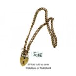 9ct rose gold curb link chain, with heart clasp, length 35cm, weight 32.6 grams
