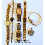 Six ladies' wristwatches, including Sekonda, Citizen, and a miniature pocket watch