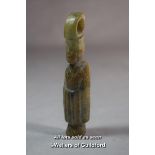 A Chinese hardstone pendant carved as a man, 9cm.