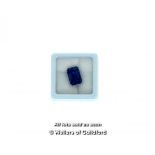 Loose tanzanite stone, natural emerald cut tanzanite weighing 6.35cts, heat treated, with GGl