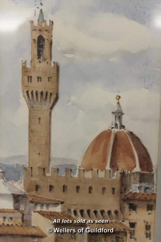 Watercolour of Florence, signed indistinctly, 30 x 13cm - Image 2 of 3