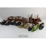 Matchbox Lesney "Giftware Range" assorted die-cast metallic, plated cars mounted on ceramic and