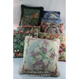 Ten hand embroidered cushions.¦