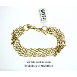 9ct yellow gold four row belcher link bracelet, with safety chain, length 20cn, weight 15.1 grams